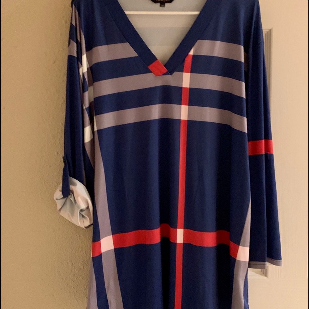 Amaryllis Navy and red Tunic Top.